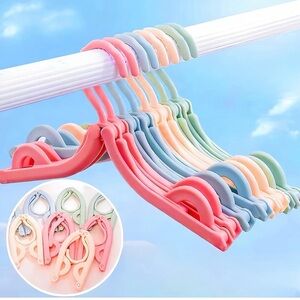 12pcs Foldable Plastic Travel Hanger Adjustable Multi-Functional Clothes Hanger